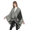 Capa de poncho estampada para mujer, chales y chales delanteros abiertos reversibles